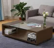 Brown Center Table with Middle Glass - 2