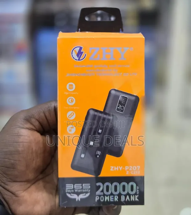 ZHY-474 20,000mAh Power Bank with Built-in Cables - 1