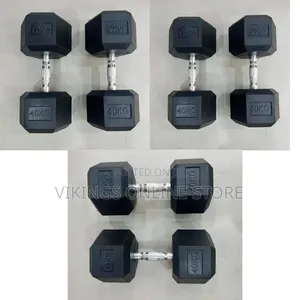 40kg Pair Heavy-Duty Rubber Hex Dumbbells