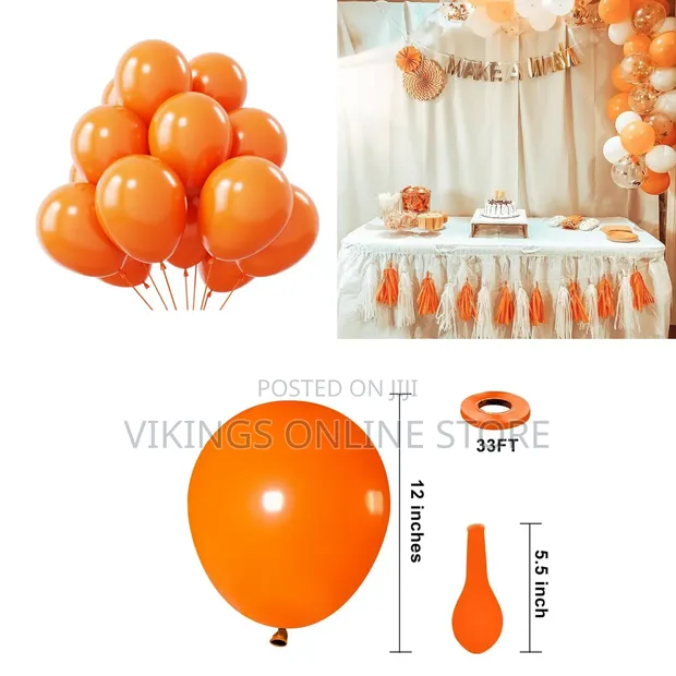 100 Pcs 12-Inch Matte Orange Balloons - 1