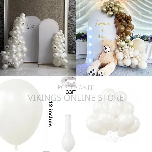 12 Inch Matte Balloons - White Ivory (100 Pieces) - 1
