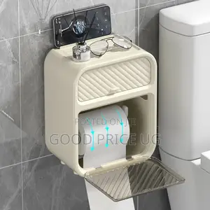 Multifunctional Wall-Mounted Toilet Paper Holder with Storage