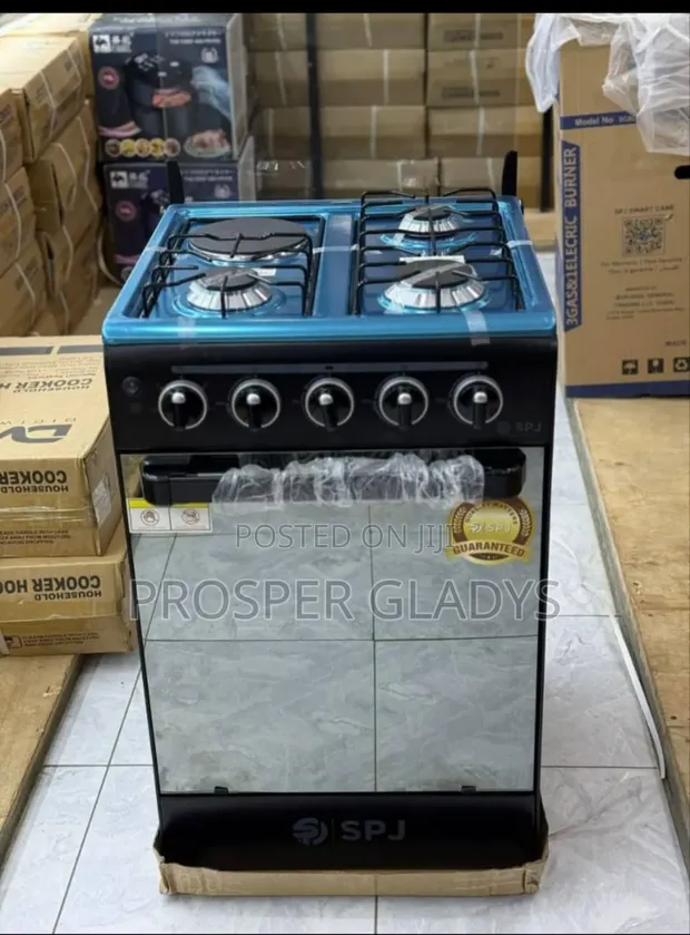 SPJ Gas Cooker - 3 Gas Burners, 1 Electric Hotplate - 1