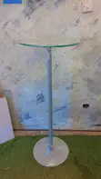 Gray Metallic Stand with Round Glass Top - 2