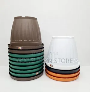 Home Deco Plastic Flower Pots - Brown