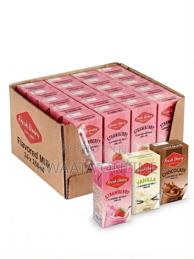 Fresh Dairy Flavored Milk 24 Pack (250ml) - Strawberry, Vanilla, Chocolate - 1