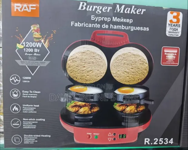 Brand New RAF Mini Double Burger Maker (R.2534) - 1