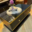 Black and Gold Center Table with Glass Top - 1