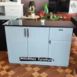 White Kitchen Cabinet with Black Glass Top (4/3ft Height) - 1