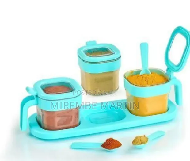 Elegant 3-Piece Dry Food & Spice Storage Set with Serving Tray - 1