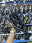 Women's Classic Loafers - Black Faux Leather - 4