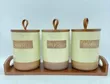 Rustic Kitchen Canister Set with Wooden Tray (Sugar, Tea, Coffee) - 1