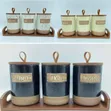 Rustic Kitchen Canister Set with Wooden Tray (Sugar, Tea, Coffee) - 2