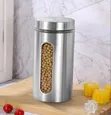 Stainless Steel Kitchen Canister Set with Viewing Window - 1