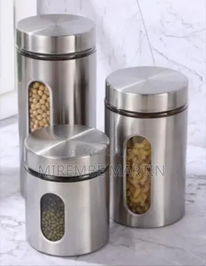 Stainless Steel Kitchen Canister Set with Viewing Window