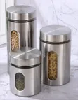 Stainless Steel Kitchen Canister Set with Viewing Window - 2