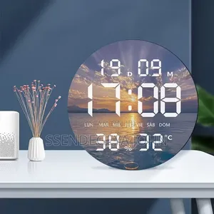 Round Digital LED Wall and Tabletop Clock