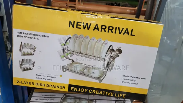2-Layer Dish Rack with Utensil Holder - 1