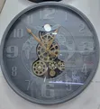 Grey Decorative Wall Clock with World Map and Gears - 1