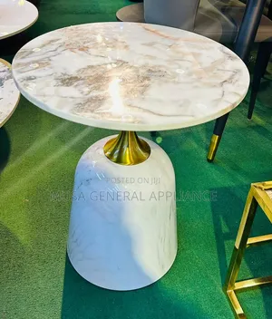 Luxury Round Side Table - White Marble & Gold