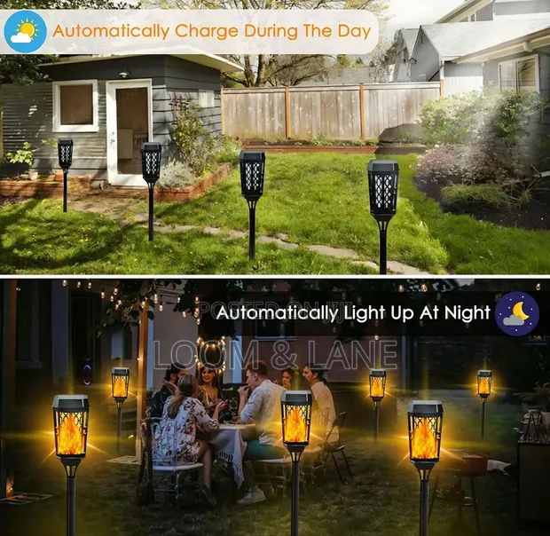 4pcs Solar-Powered LED Garden Torch Lights - 1