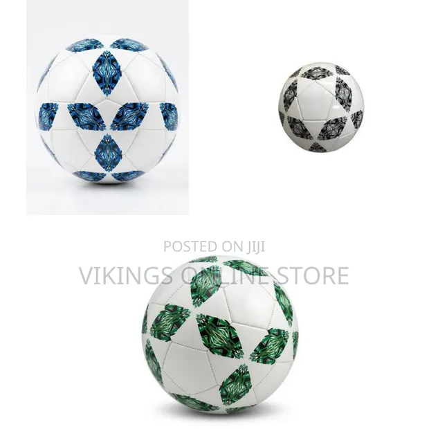 Green Pattern Soccer Ball - White Synthetic Leather - 1