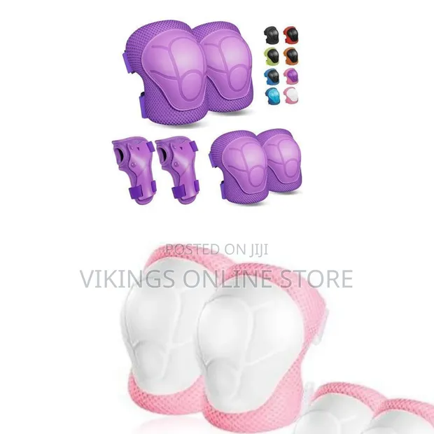 Kids' Protective Knee Pads (Pink & White) - 1