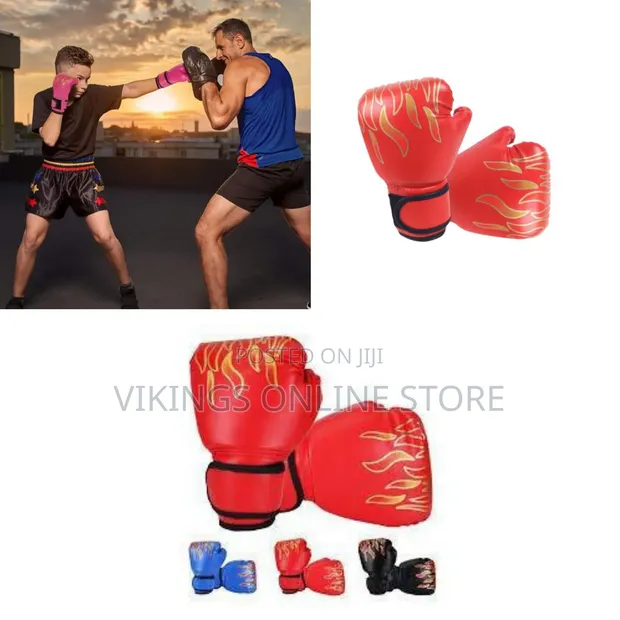 Ght Flame-Patterned Youth Boxing Gloves - 1