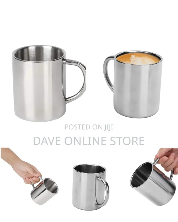 300ml Double-Walled Stainless Steel Coffee Mug - 1