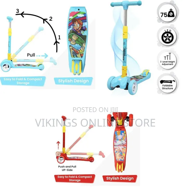 Kids Three-Wheeled Kick Scooter with LED Wheels - 1