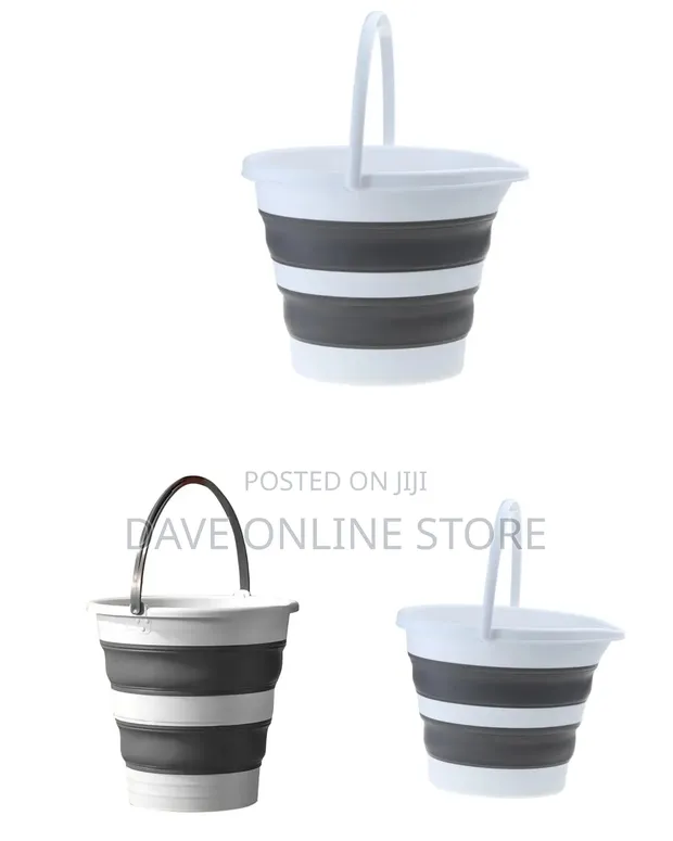 White and Gray Collapsible Water Bucket - 1