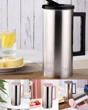 1.6L Stainless Steel Water Pitcher with Pink Handle