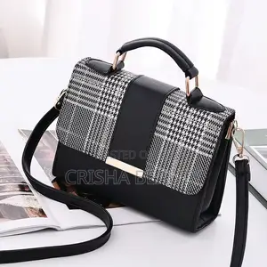 Hand Shoulder Bag - Medium, Black, Faux Leather