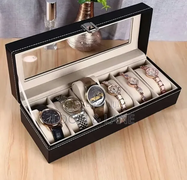 Men's and Women's Leatherette Watch Organizer - Black/Grey - 1