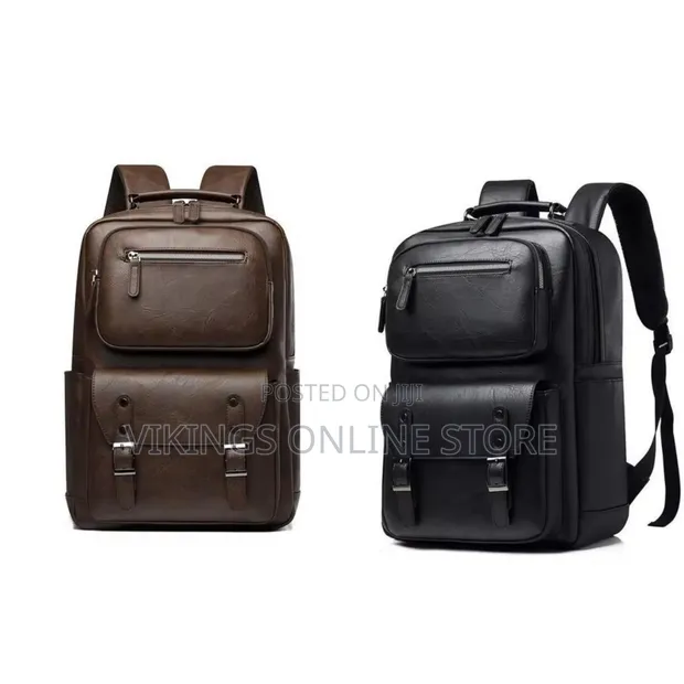 Men's Vintage PU Leather Business Commuter Backpack - 1