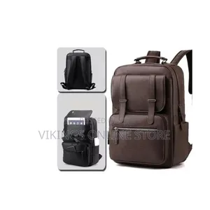 Retro PU Leather Business Backpack - Black