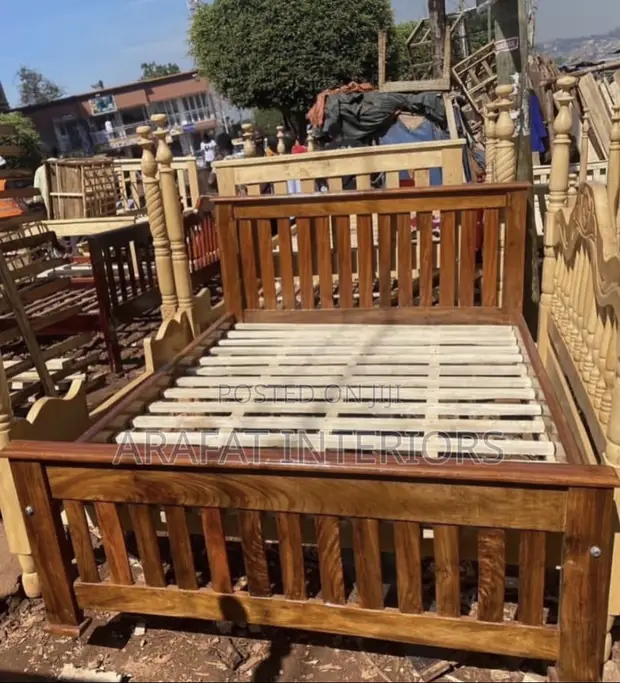 Solid Wood Platform Bed Frame with Headboard & Footboard - 1