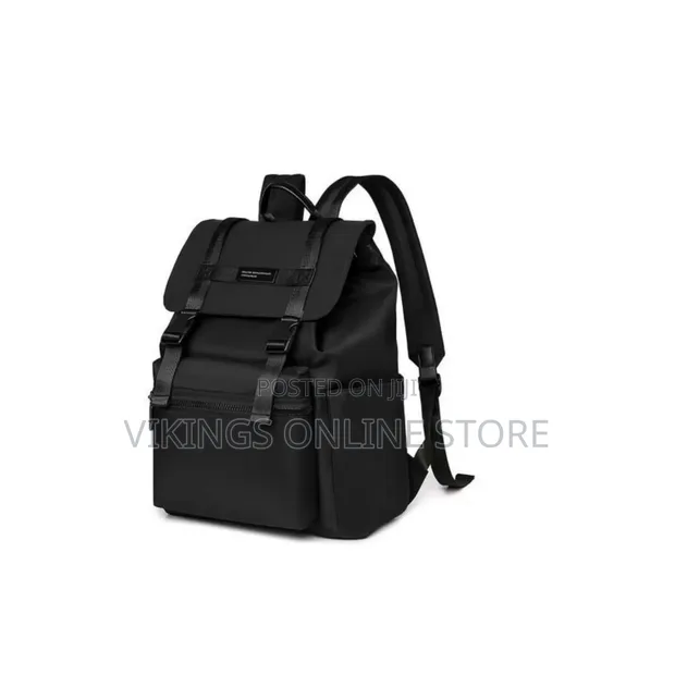 Chocolate Brown & Black Unisex Flap Backpack - 1