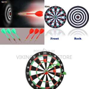 Double-Sided Dartboard Game Set with Six Steel-Tip Darts