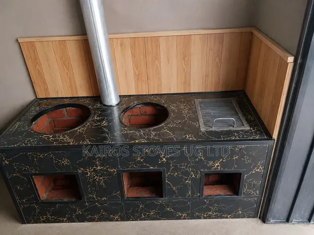 Modern 2-Burner Firewood Stove with Grill - 1