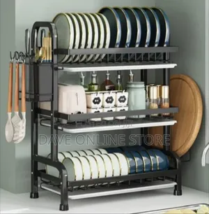 3-Tier Metal Dish Drying Rack - Black
