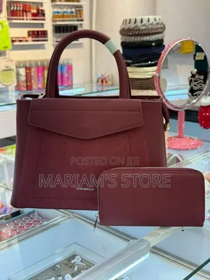 Burgundy Chrisbella Two-Tone Tote Bag and Wallet Set