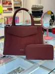 Burgundy Chrisbella Two-Tone Tote Bag and Wallet Set - 1