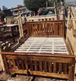 Traditional Wooden Slat Bed with Headboard & Footboard - 1