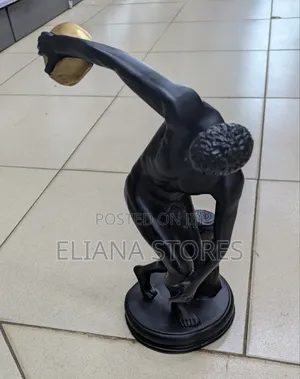 Discobolus Decorative Resin Statue - Black & Gold