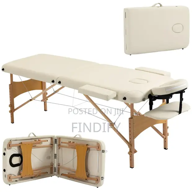 Portable Massage Bed - Folding Beauty Massage Table (Cream White) - 1
