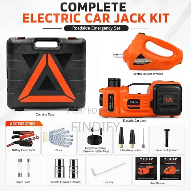 E-HEELP Electric Car Jack Kit 5 Ton 12V Hydraulic with Wrench - 1
