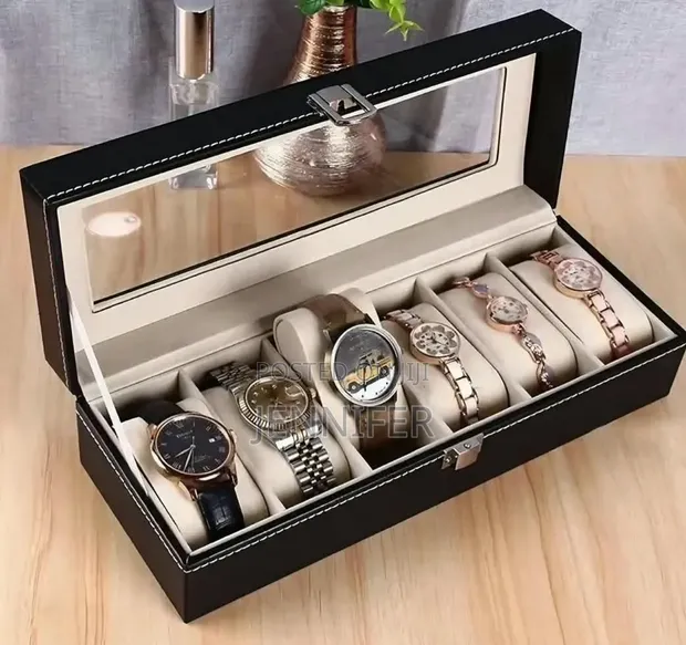 A&G Men's and Women's Leatherette Watch Organizer Box - 1