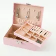 PU Leather 2-Layer Jewelry Box Organizer - Pink - 2