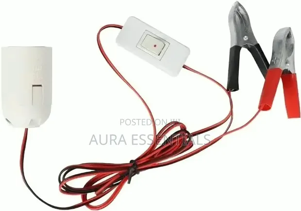 12V LED Work Light Bulb with Battery Alligator Clips - 1